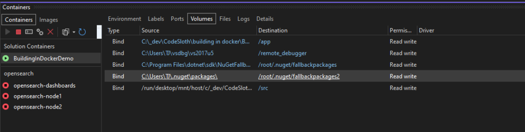 Docker visual studio volumes 8c