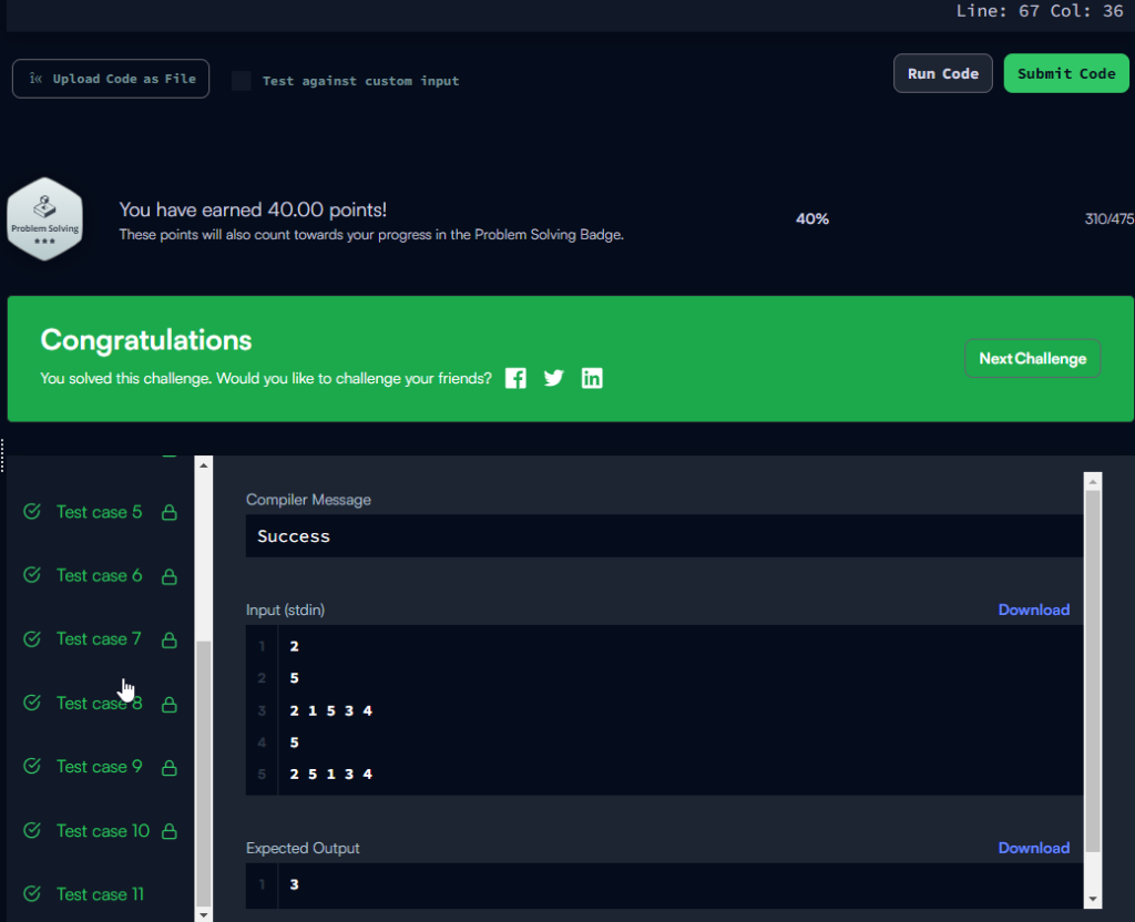 HackerRank new year chaos 100% completion